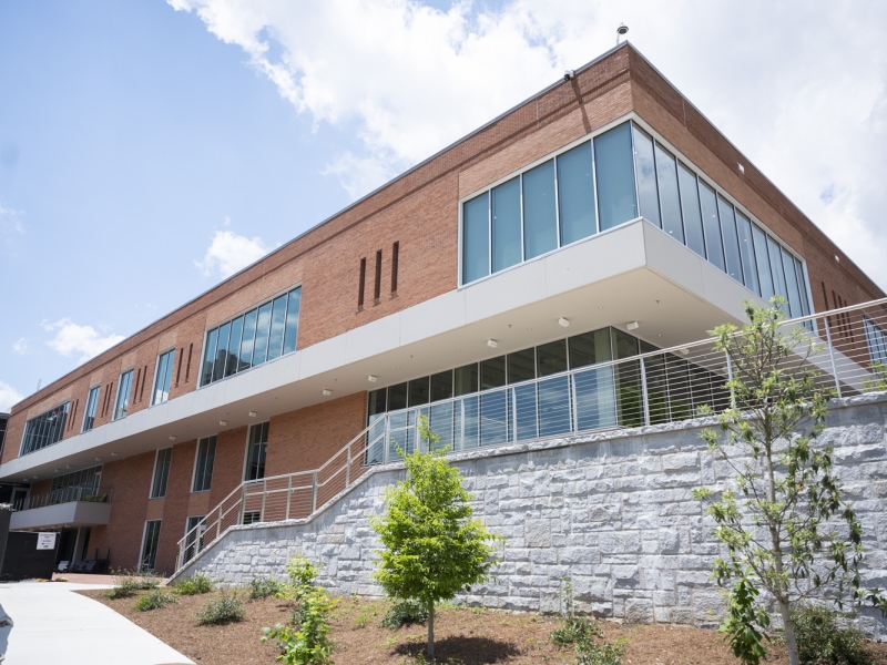 Exterior of the John Lewis Student Center which will open late July 22.