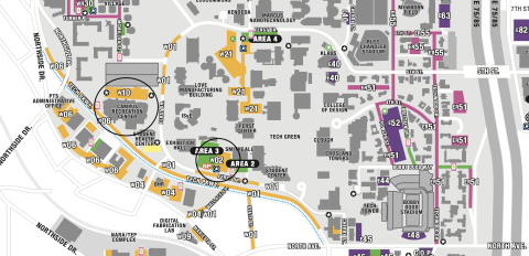 Campus Map - Parking Areas for Campus Recreation Swim Meets